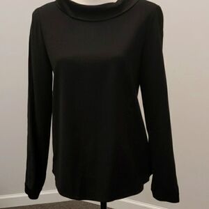 Theory Womens Long Sleeve Black Top Collar Solid